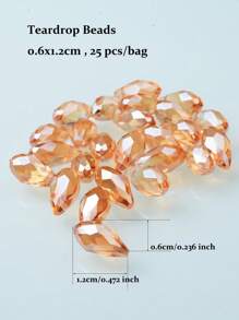 25入組/包水平孔淚滴形吊墜耳環0.6x1.2cm - 香檳色 - 查看 4
