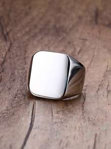 Men Square Design Ring, For Jewelry Gift And Party - Silver - View 1