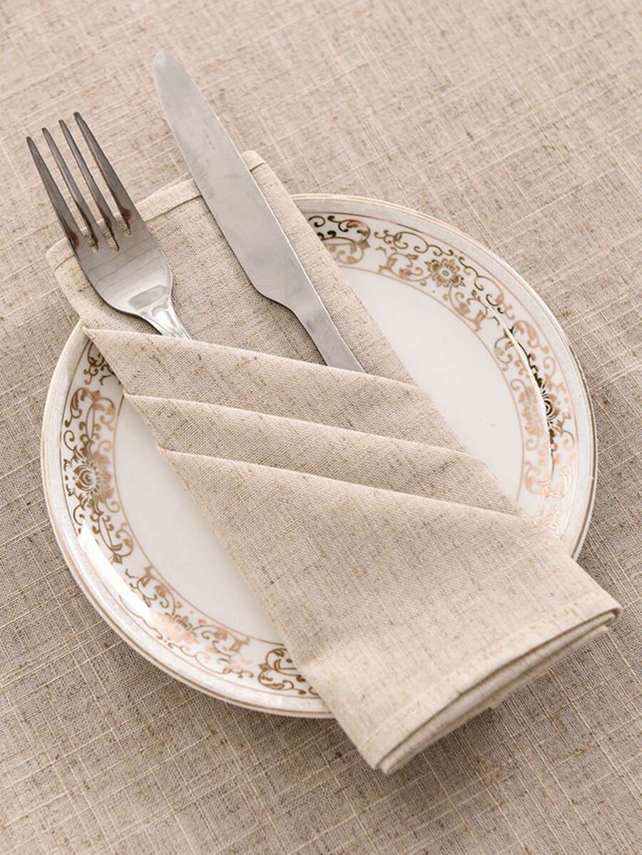 1 件柔软舒适的亚麻餐巾，可洗装饰餐巾，适合派对、婚礼和正式晚宴（1 件） - 米色 - 查看 1