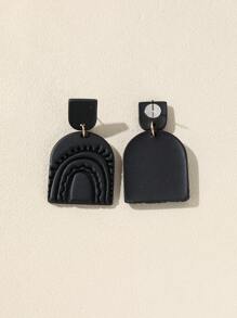 Bông tai thả hình học kết cấu - màu đen - Xem 2