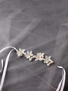 Flower & Faux Pearl Decor Wrist Corsage
