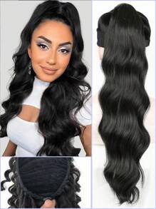 Long Body Wave Ponytail Synthetic Hair Extension - Black - View 1