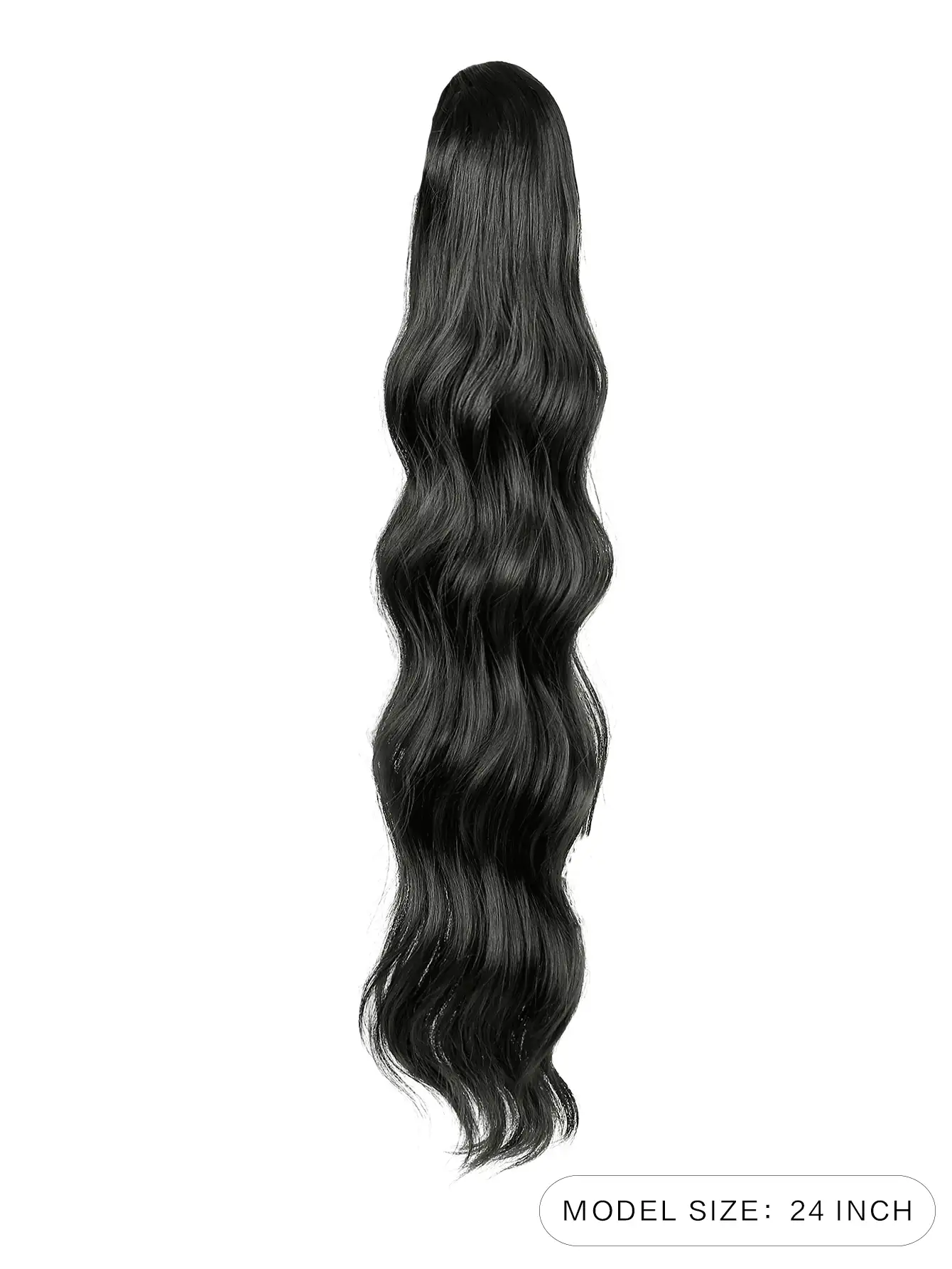 Long Body Wave Ponytail Synthetic Hair Extension - Black - View 2