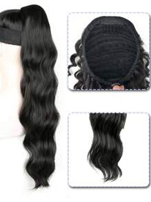 Long Body Wave Ponytail Synthetic Hair Extension - Black - View 3