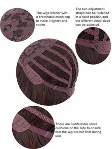 Peluca sintética largo ondulado con tupe - Marrón - Ver 5