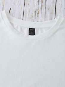 SHEIN LUNE Áo phông Quá khổ Xương rồng & Đồ họa Chữ cái - trắng - Xem 4