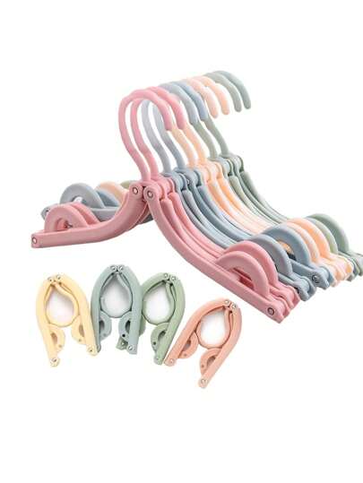 12 قطعة من خطافات السفر ضروريات السفينة السياحية، خطافات ملابس محمولة وقابلة للطي للسفر مع حامل تجفيف الملابس القابل للطي كإكسسوارات السفر