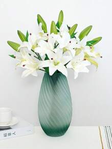 1束塑膠擬真花創意百合設計人造花束 - 白色 - 查看 1