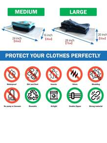 8 件旅行节省空间真空储物袋（4 个中号，4 个大号），无泵密封真空压缩储物袋，适用于旅行、毯子、被子和衣服的包装袋 - 無色 - 查看 2