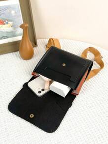 Kids Bear Design PU Flap Cartoon Túi mới lạ dễ thương - màu đen - Xem 3