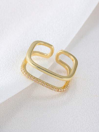 鏤空方形設計開口戒指