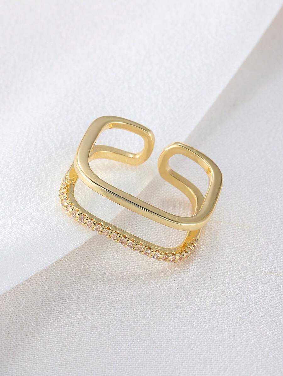 鏤空方形設計開口戒指