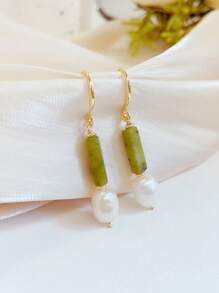 Hoa tai thời trang thả ngọc trai giả để đeo hàng ngày - Nhiều màu - Xem 2