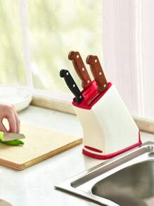 1 pieza de plástico Cuchillo almacenamiento modernista multifuncional Herramienta porta cuchillos para cocina - Rojo - Ver 2