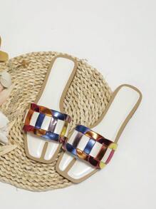 Dép quai hậu thời trang dành cho nữ, Dép quai ngang một quai Colorblock - Nhiều màu - Xem 3