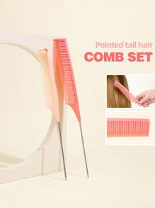 2 piezas cola de rata cortes de cabello Peine Set - Rosa - Ver 1