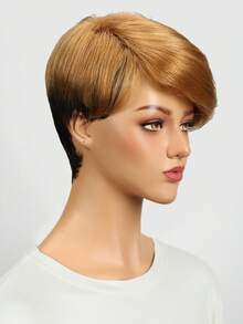 Short Straight Pixie Cut Colored Human Hair Wig With Bangs - S1/27 - View 5