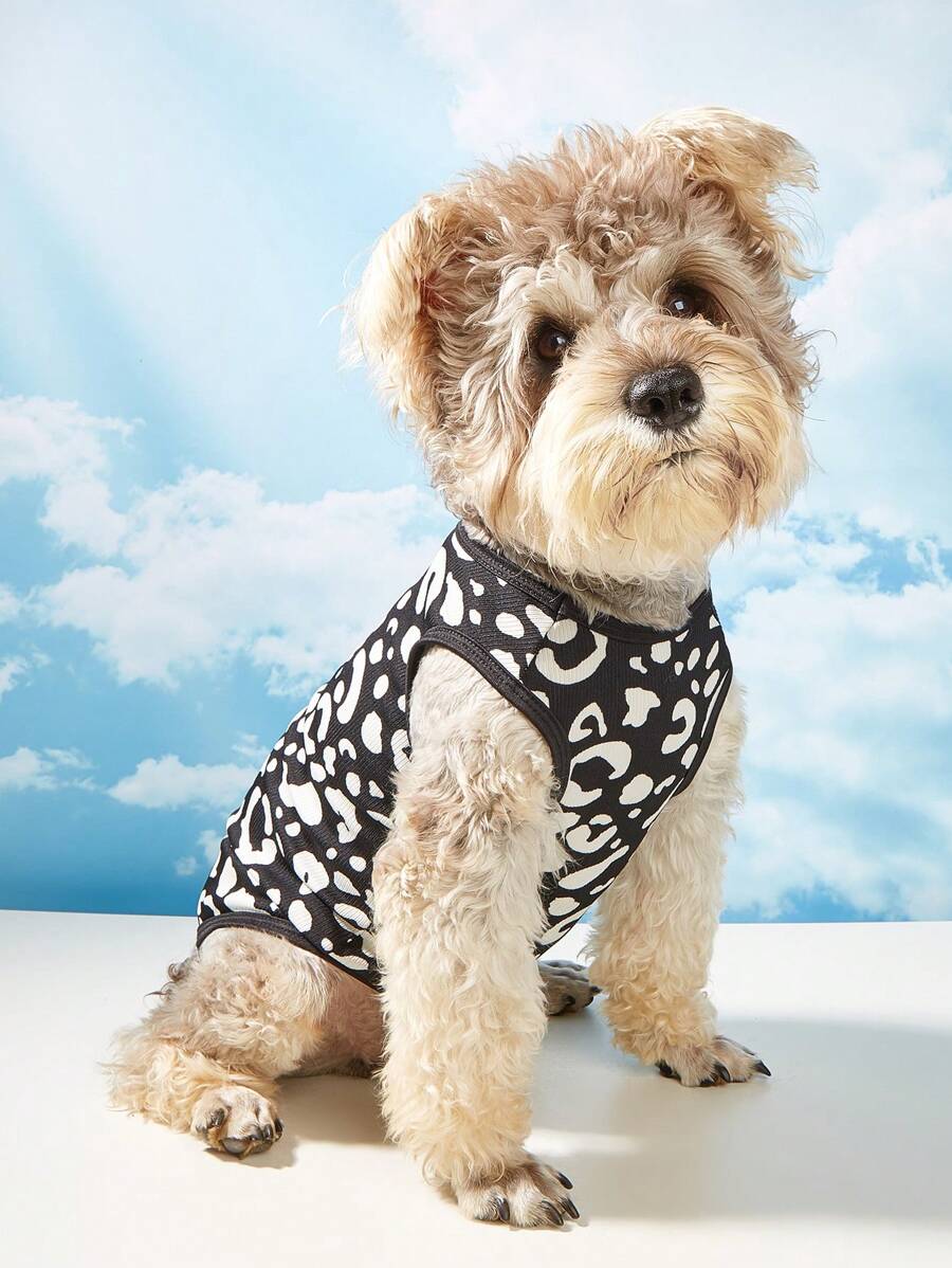 1PC Da Báo Pet Tank Cho Chó Và Mèo Cho Mùa Hè - Đen và trắng - Xem 1