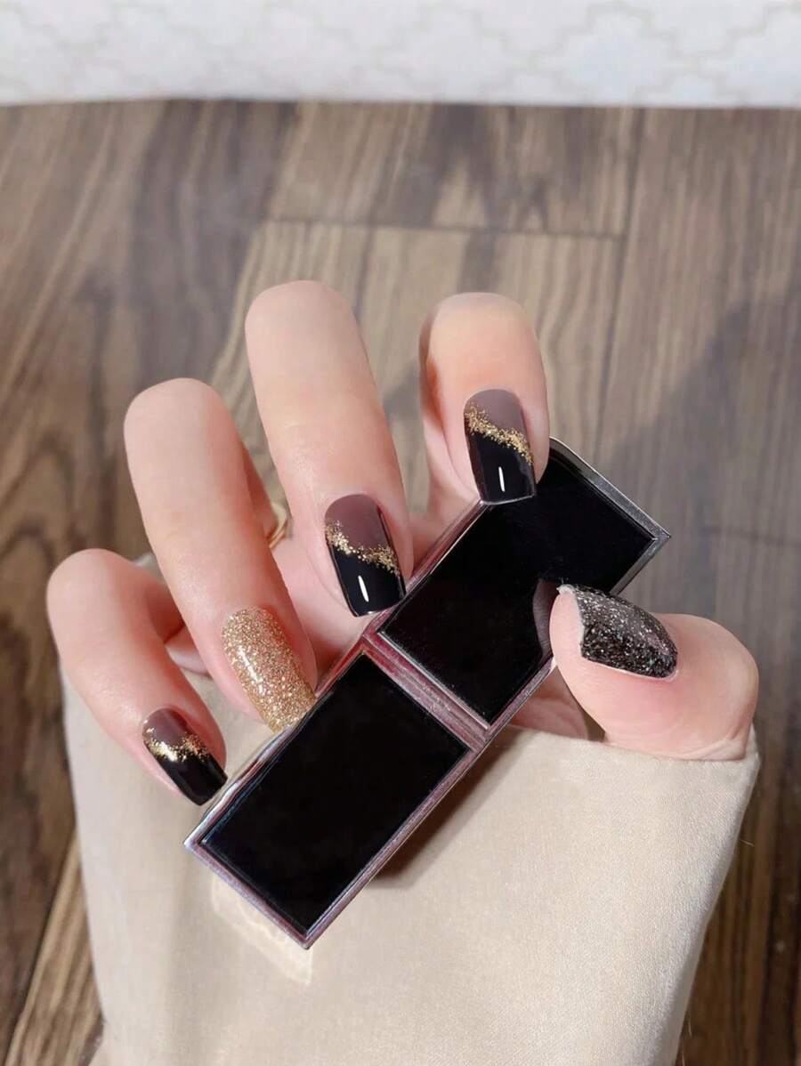 1sheet Glitter Nail Art Sticker & 1pc Nail File - Multicolor - View 1