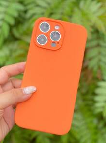 Compatible With IPhone 16 Solid Silicone Phone Case - Orange - View 2