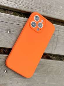 Compatible With IPhone 16 Solid Silicone Phone Case - Orange - View 4
