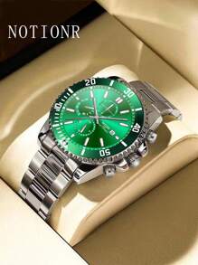 NOTIONR Men's Casual Sport Quartz Watch With Date Display - Silver - View 1