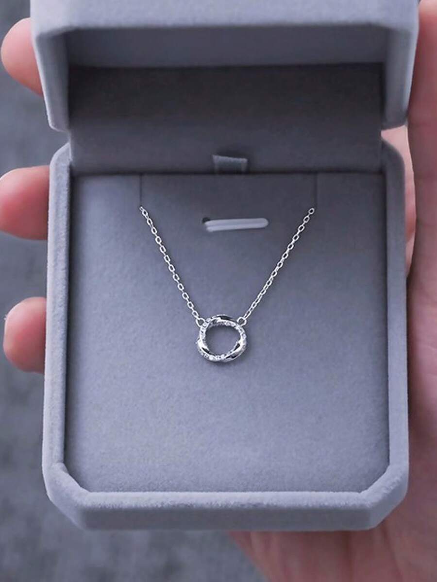 1 Vòng Cổ Mặt Dây Chuyền Tròn Mobius Cho Nữ, Đa Năng Đơn Giản Thời Trang Thanh Lịch - Bạc - Xem 1