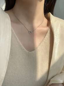 1 Vòng Cổ Mặt Dây Chuyền Tròn Mobius Cho Nữ, Đa Năng Đơn Giản Thời Trang Thanh Lịch - Bạc - Xem 4
