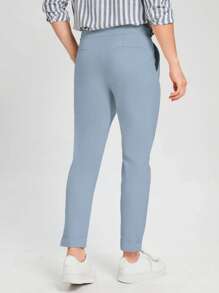 Calvornis 男士素色斜口袋西裝褲 - 霧霾藍 - 查看 2