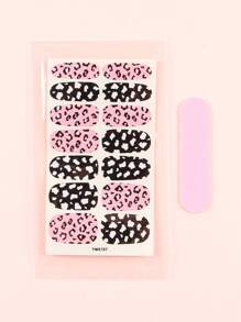 1sheet Leopard Print Nail Art Sticker & 1pc Nail File - Multicolor - View 2