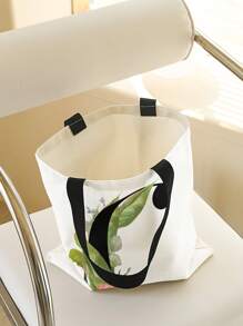 Small Shopper Bag Letter & Butterfly & Plant Graphic Preppy - Nhiều màu - Xem 3