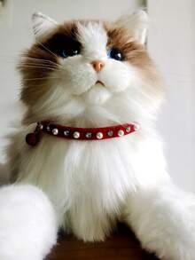 1pc Adjustable Faux Pearl & Rhinestone Decor Pet Collar For Cat For Decoration - Red - View 3