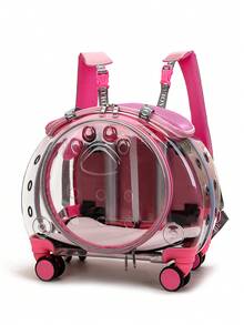 1pc Clear Pet Carrier Box For Cat And Dog For Outdoor - Pink - View 6