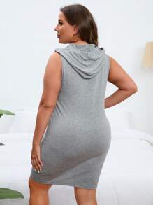 SHEIN Essnce 大碼抽繩連帽緊身連衣裙 - 灰色 - 查看 2