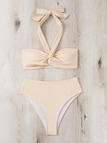 Bañador bikini halter girante - Beis - Ver 5