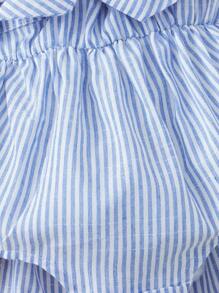 SHEIN Body Camiseta De Bebé Niña A Rayas Con Lazo En La Parte Frontal - Azul y blanco - Ver 3