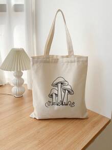 小購物袋蘑菇圖案學院 - 米色 - 查看 6
