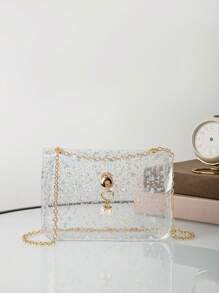Star Print Flap Chain Túi vuông thời trang rõ ràng - Nhiều màu - Xem 1