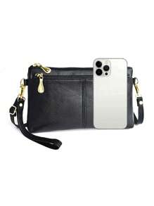 Small Square Bag Solid Colour Elegant Style - Black - View 10