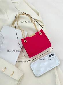 針腳細節方包迷你螢光紅前衛毛氈 - 玫紅色 - 查看 8