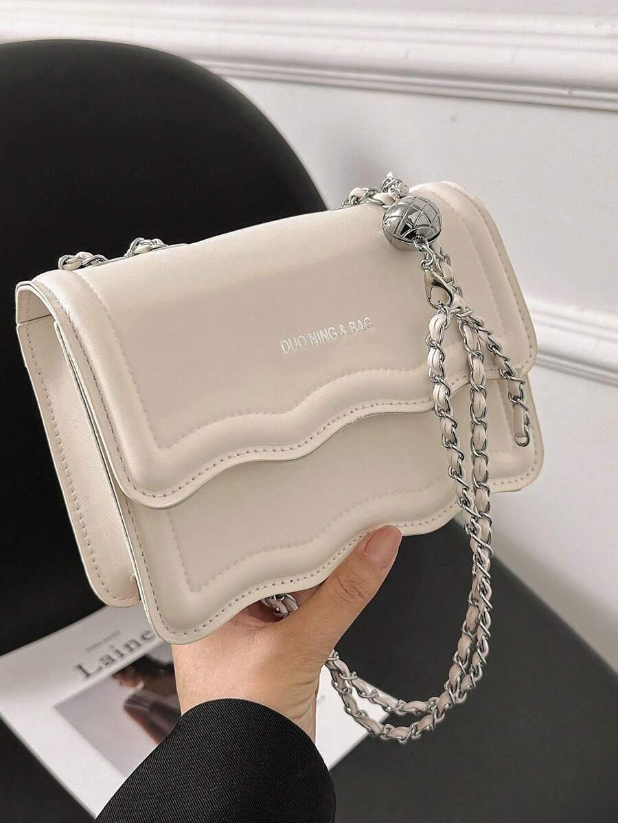 Letter Graphic Novelty Bag Mini Flap White - White - View 1
