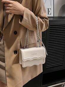 Letter Graphic Novelty Bag Mini Flap White - White - View 2