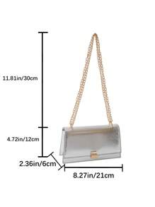 Minimalist Square Bag Small Flap Funky Silver - Silver - View 3