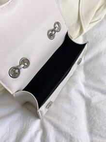 Letter Graphic Novelty Bag Mini Flap White - White - View 5