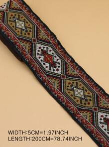 1 cuộn Hình Học Jacquard DIY Webbing, Boho Jacquard Thiết Kế May Dải Trang Trí May - Nhiều màu - Xem 2