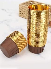50pcs/Pack Gold Aluminum Foil Cupcake Liners, Grease-Proof & Heat-Resistant Cupcake Baking Cups For Muffins, Cheesecakes And Brownies, Great For Family Gathering, Christmas, Thanksgiving, Birthday Parties
