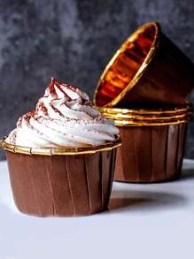 50pcs/Pack Gold Aluminum Foil Cupcake Liners, Grease-Proof & Heat-Resistant Cupcake Baking Cups For Muffins, Cheesecakes And Brownies, Great For Family Gathering, Christmas, Thanksgiving, Birthday Parties