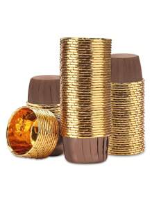 50pcs/Pack Gold Aluminum Foil Cupcake Liners, Grease-Proof & Heat-Resistant Cupcake Baking Cups For Muffins, Cheesecakes And Brownies, Great For Family Gathering, Christmas, Thanksgiving, Birthday Parties