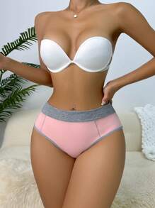 Contrast Binding Seamless Panty - Pink - View 5