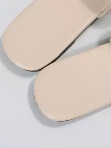 秋冬女式花卉刺绣网眼拼接平底穆勒鞋，时尚户外平底鞋